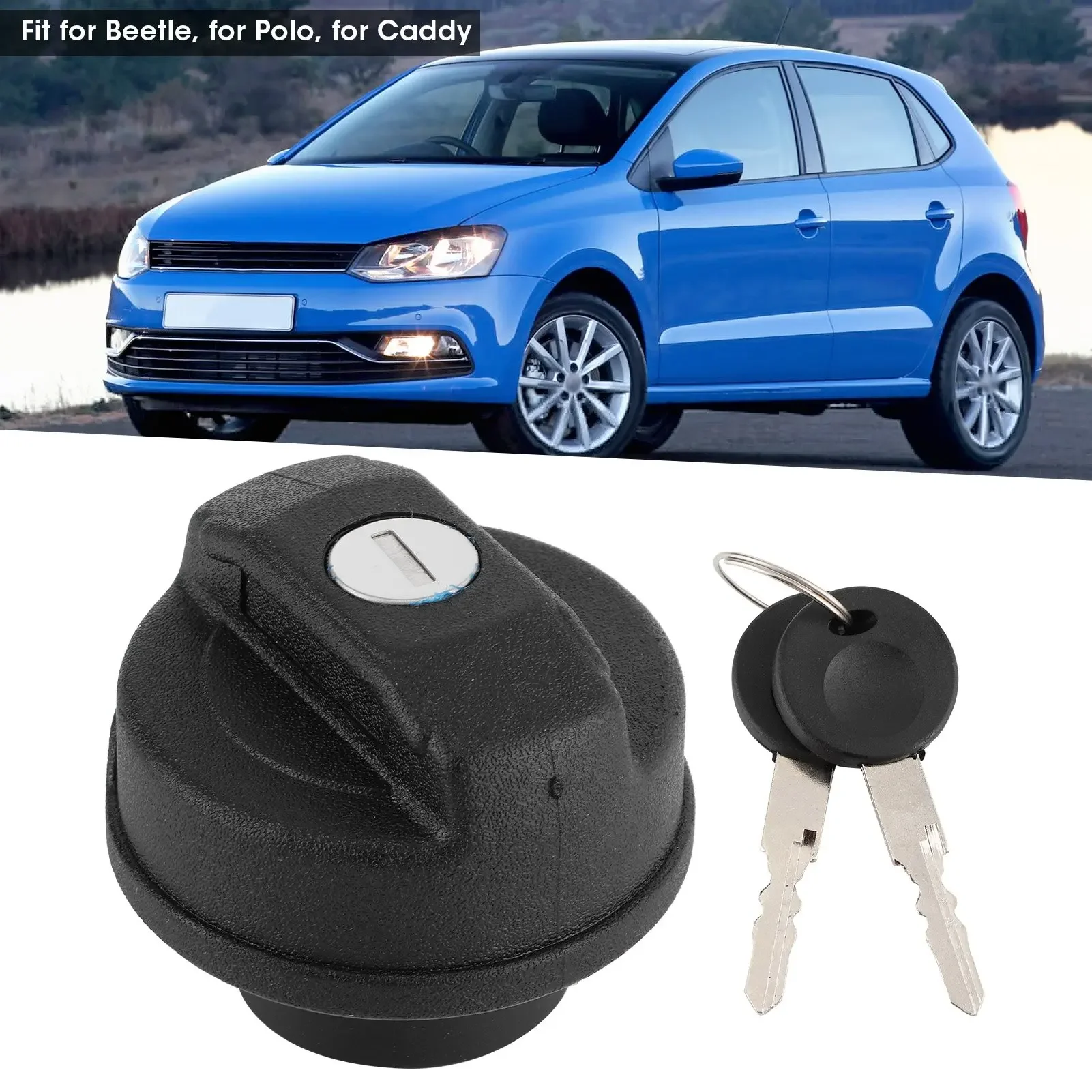 Fuel Tank Filler Cap Black ABS Petrol Locking Lid Fit For Beetle/Polo/Caddy With 2 Keys