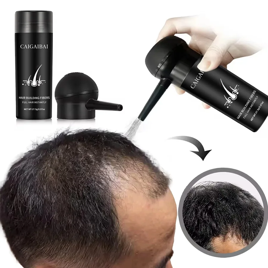 Hair Fiber Set 27g: Men's Natural Hair-Dense Fibers for Balding Areas, Fills Part Lines, Includes 27g Fiber Powder