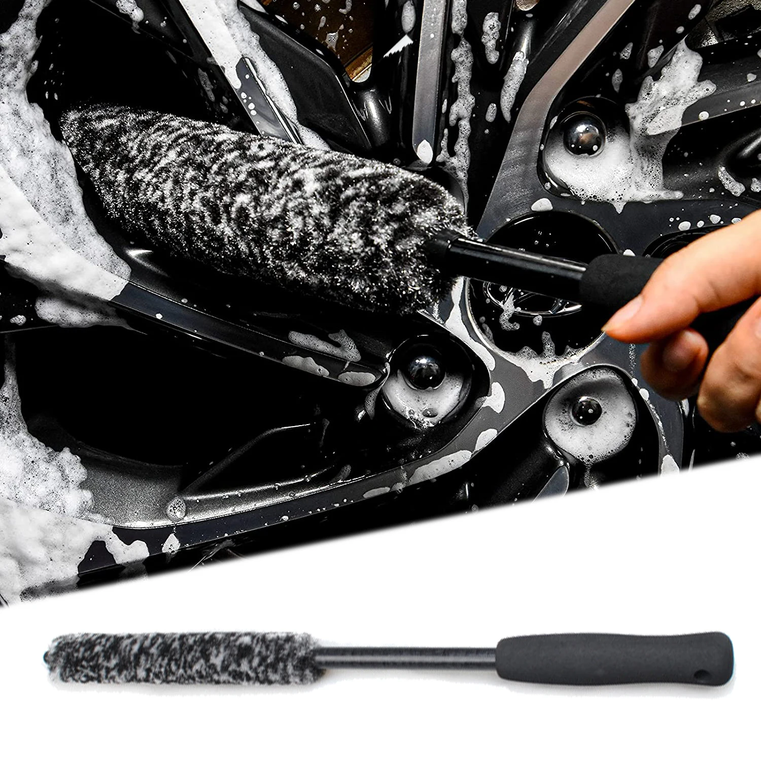 

Car Wash Wheel Microfiber Detail Brush Long Handle Brush Non-slip Car Wheel Brushes Auto car Cleaning Tools Wheel Brush 1Pc