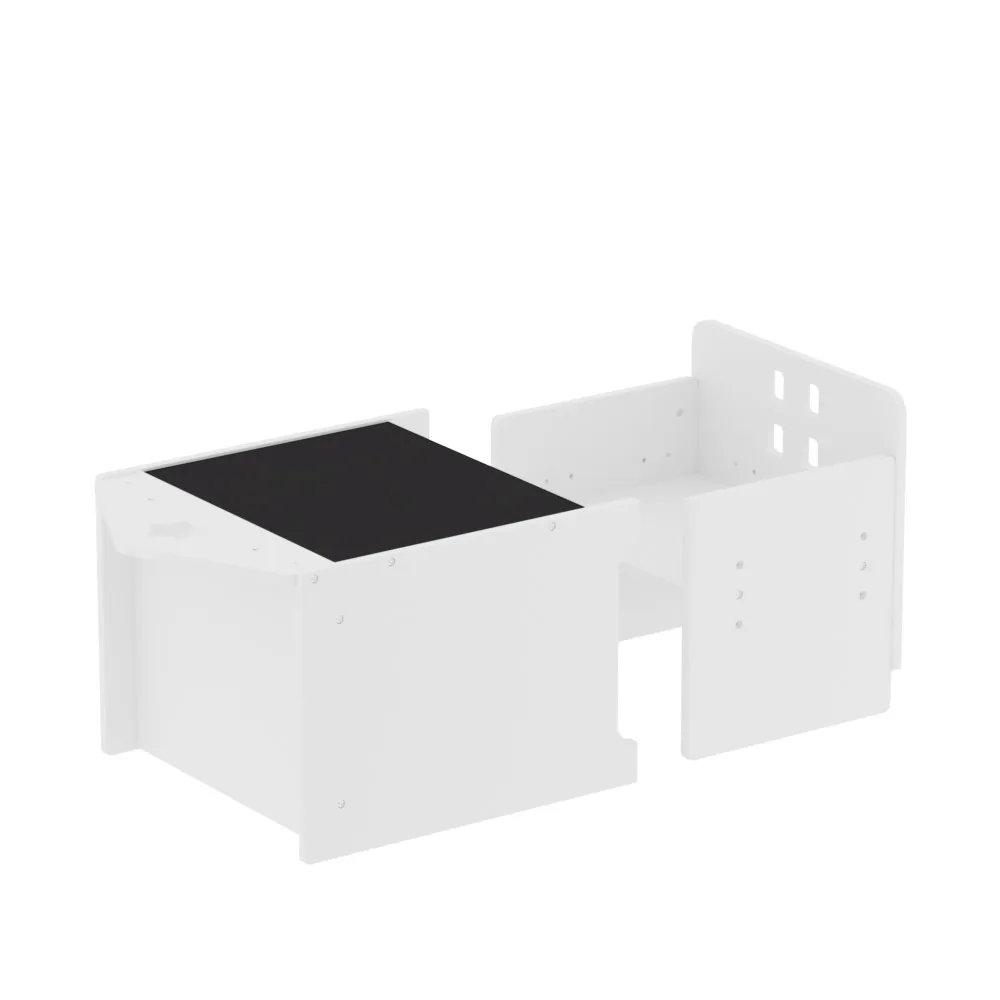 Adjustable Wooden Kids Activity Table & Chair Set – 3-Level Height Toddler Desk with Blackboard & Step Stools for Children