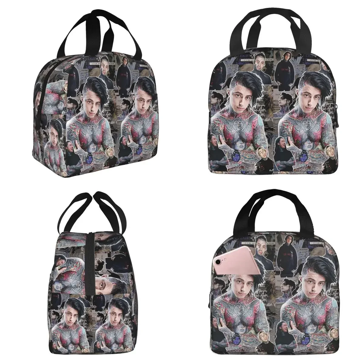 Ronnie Radke Fotocollage, hochwertige, isolierte Lunchtasche für Kinder, Schulkühler, Thermo-Lebensmittelbox, Tragetasche, Lunchboxen, Behälter