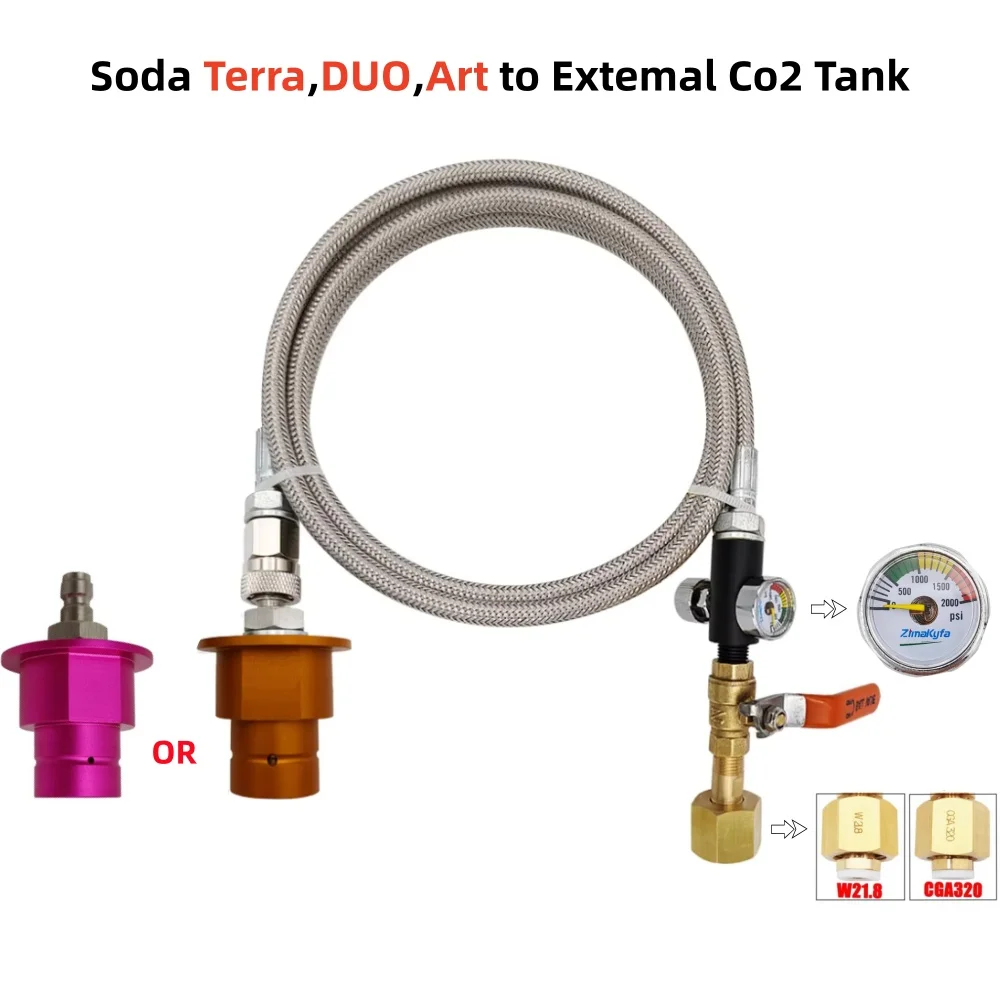 

Новая плетеная труба из газированной стали длиной 1,5 м с ремнем быстрого подключения газированной воды W21.8-14, CGA320 с манометром