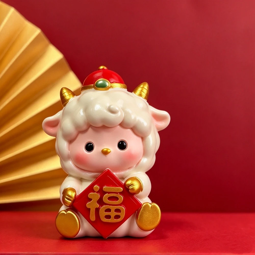 Resin Year Of The Goat Ornament Shaking Head Small Medium Large Size Chinese Zodiac Sheep Figurine Multi-options Cartoon