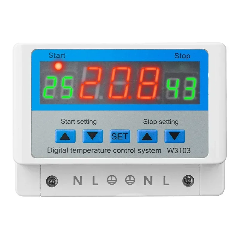 W3103 digital thermostat, high power 30A automatic temperature controller adjustable temperature 12V24V220V