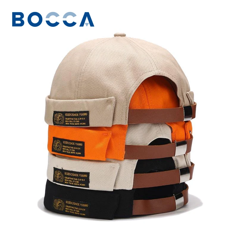 Bocca Docker Cap Without Visor Brimless Caps Retro Skullcap For Men Women Solid Color Adjustable Cotton Hip Hop Fashion Hat