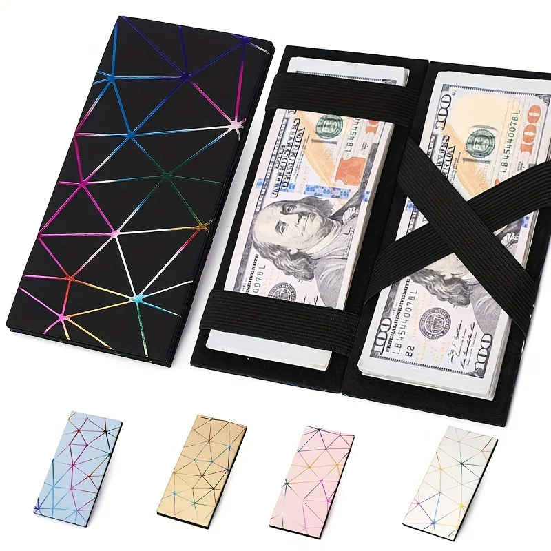 1 Stück Damen Ultra-Dünne Geldbörse, PU Diamantgitter Laser-Geprägte Brieftasche, Trendige Lange Münzbörse Herren-Geldbörse