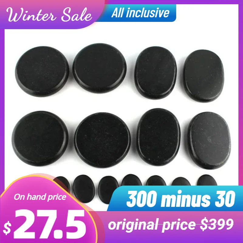 16 pcs Energy Massage Stones Massage lava Natural Energy Massage Set Hot Spa Rock Basalt Body Beauty Guasha Health Care Stone