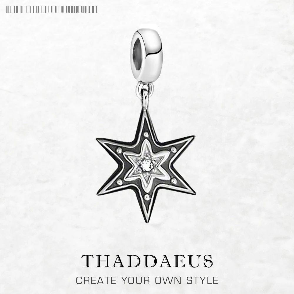 

New Black Star Pendant Dangle Charm 925 Sterling Silver Fine Jewelry For Woman Men Vintage Gift