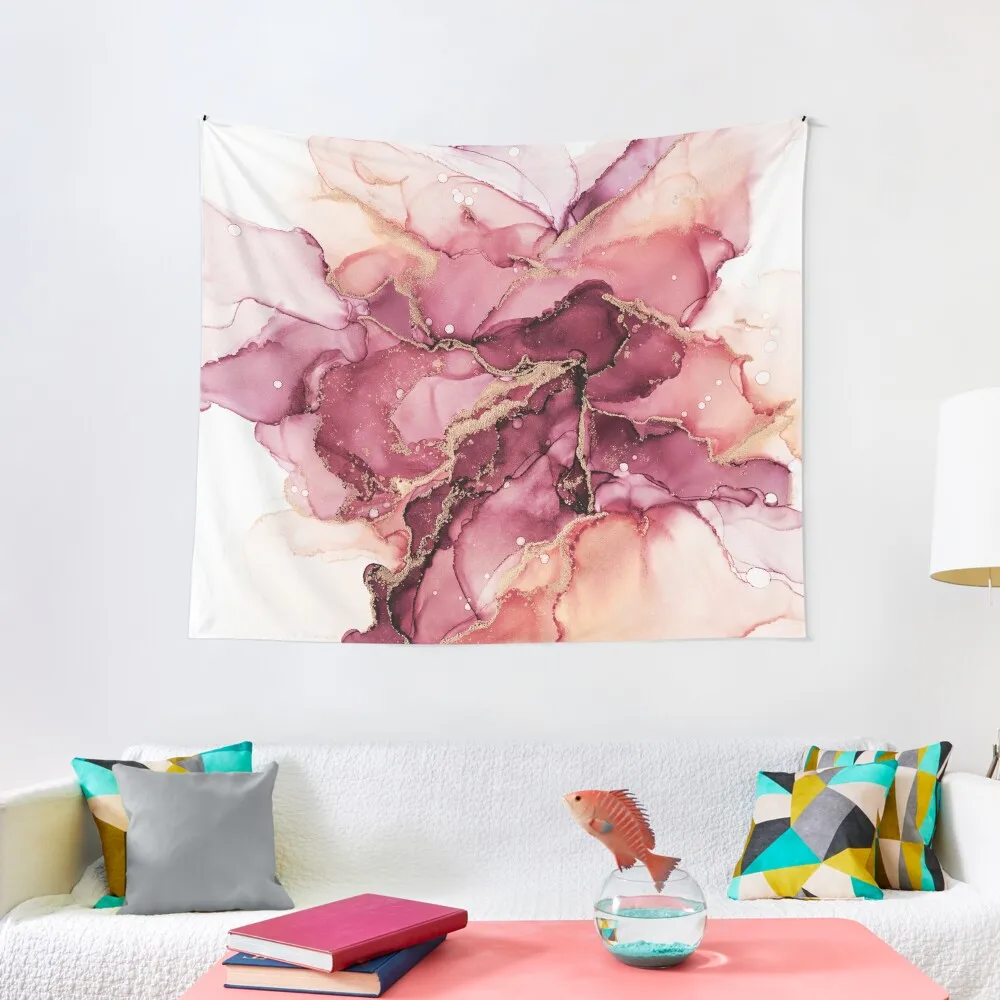 

Red Velvet and Gold Abstract Ink Tapestry Bedrooms Decorations Decoration For Rooms Tapestry