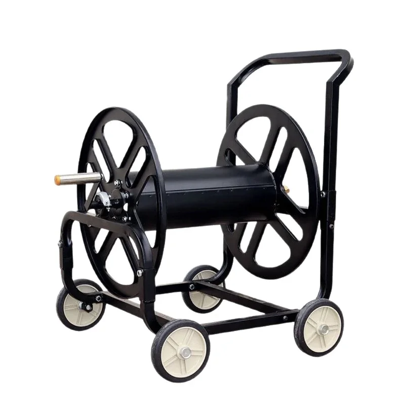 Hand push water pipe cart large flow coil rack hose storage steel wire pipe