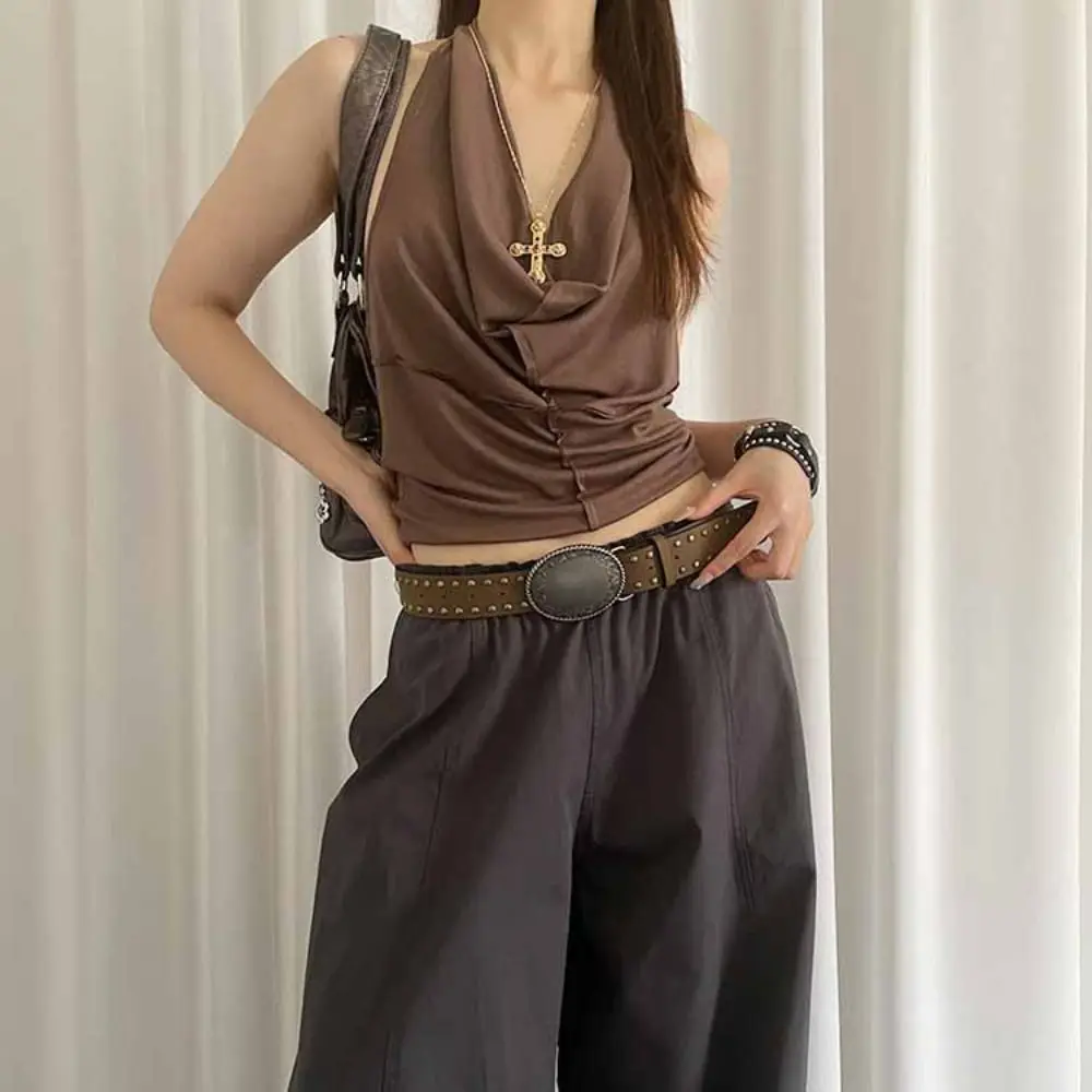 カジュアルメタルバックルレトロリベットウエストベルト合金 Y2k パンクスタイルベルトヴィンテージプリントパンツ装飾ジーンズウエストバンド毎日