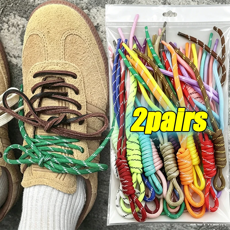 DIY Colorful Diagonal Dots Round Rope Shoelaces Coarse Weave Polyester Shoes Laces for Women Men Sports Casual Sneaker Shoes