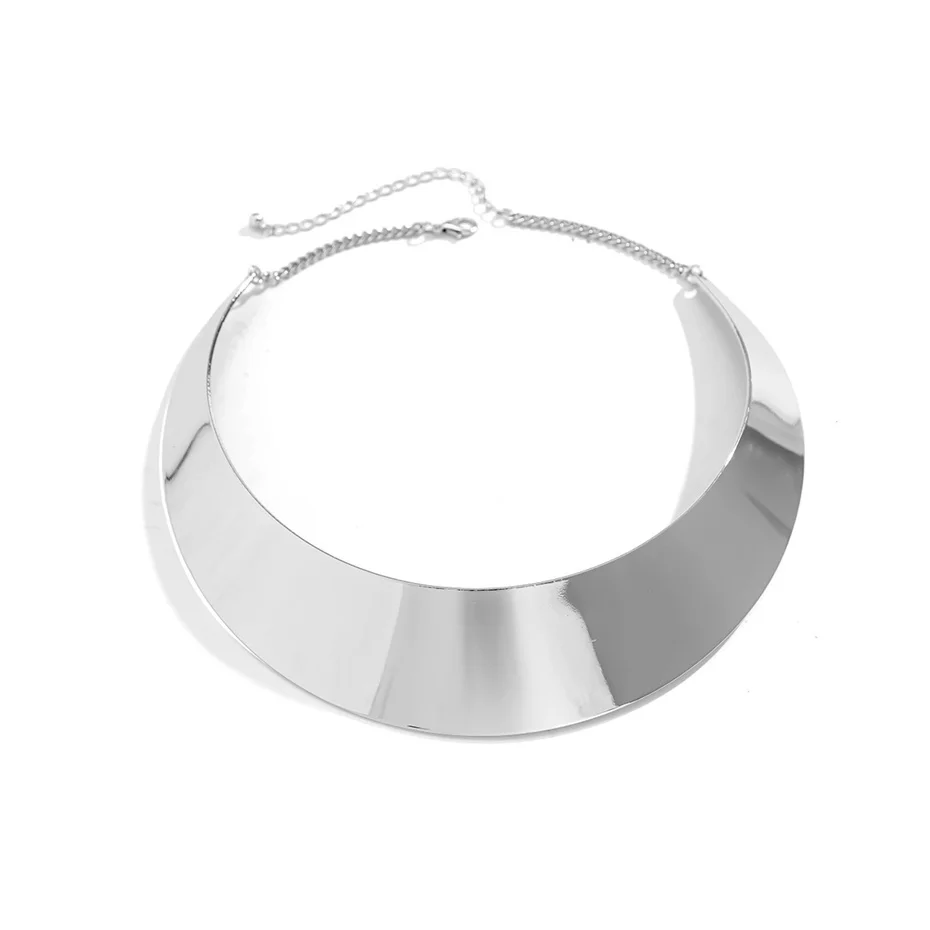 Übertrieben Chunky Metall Draht Drehmomente Choker Halskette Frauen Kragen Punk Gold Farbe Breite Glatte Kette Schmuck Bijoux Steampunk – Detail 13