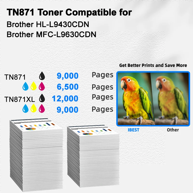 Toner Factory Compatible Brother TN871BK TN871C TN871M TN871Y Toner Cartridge Compatible for Brother HL-L9430CDN MFC-L9630CDN