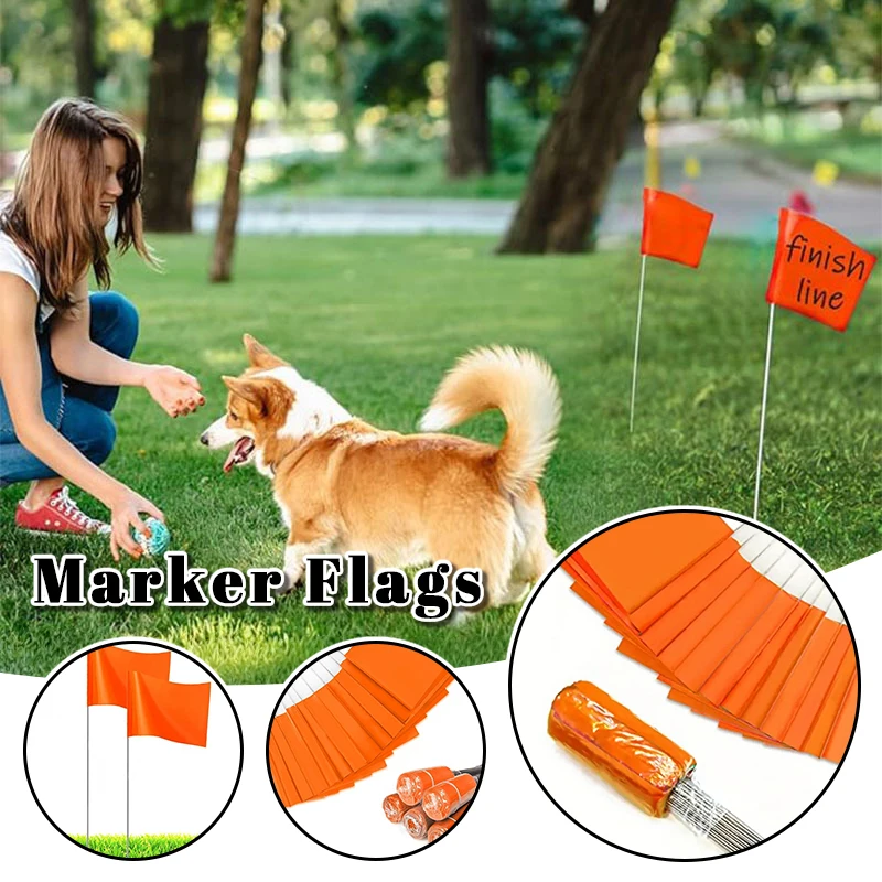 50pc Marking Flags Lawn Landmark Waterproof Non-Fading PVC Flag for Route Positioning Pet Training Construction Site Layout