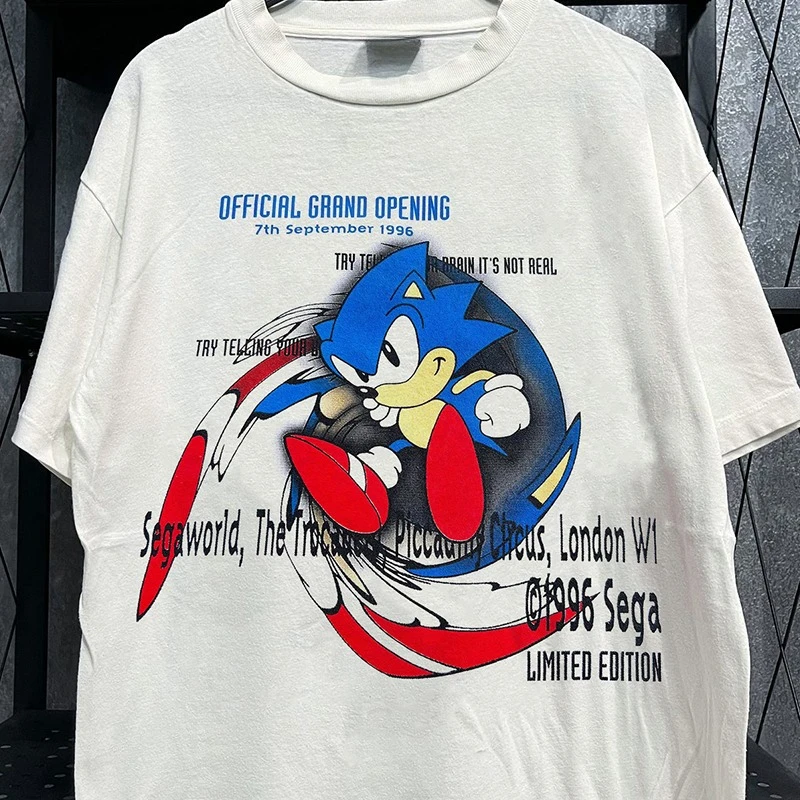 

Летняя классическая аниме-персонаж Sonic The Hedgehog Sonic, модная брендовая футболка в американском стиле ретро с короткими рукавами для мужчин и женщин