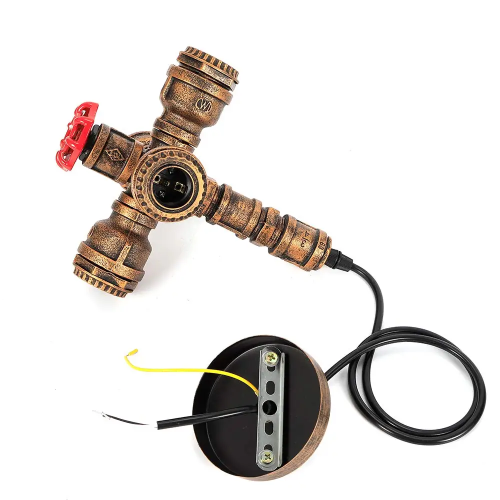 الصناعية Steampunk قلادة ضوء 4 أضواء انبوب ماء قلادة ضوء الثريا خمر البخار الشرير مصباح معلق تركيبة إضاءة #4