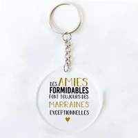 Je vous soyez ma marraine et parrain imprimé porte-clés Marraine Parrain demande chaîne acrylique porte-clés merci meilleure idée cadeaux 7