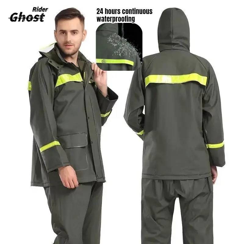 HOT Seamless Split Raincoat Rain Pants Set Full Body Rainproof and Breathable and Thick Wear-resistant Takeaway Rider Motorcycle
