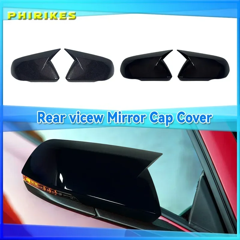 

1 Pair Glossy Black Carbon Fiber Color Rearview Side Mirror Cover Caps for Ford Mustang 2015-2022 Auto Exterior Accessories