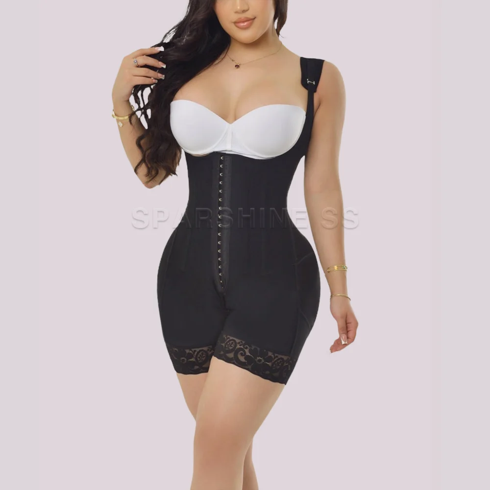 Fajas High Compression Open Chest Hook & Eye Tummy Control Zipper Crotch Shaping Bodysuit Women Corrective Girdle Body Shaper
