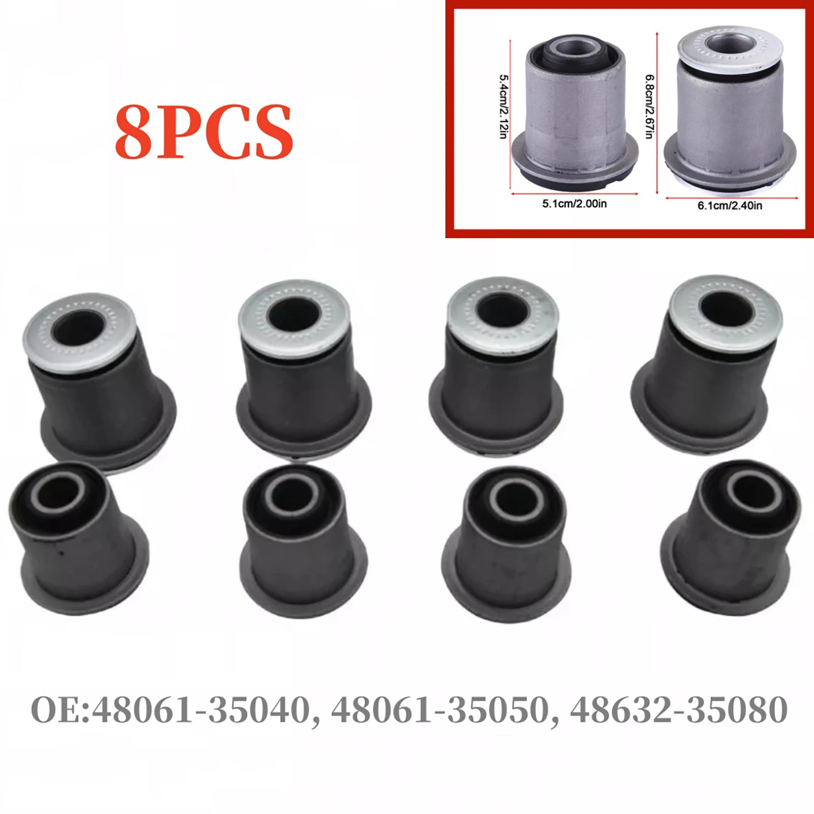 

8Pcs 48632-35080 For Toyota Car Front Upper Lower Control Arm Bushing Kit For Toyota Tacoma/4Runner 48061-35040 Auto Accessories