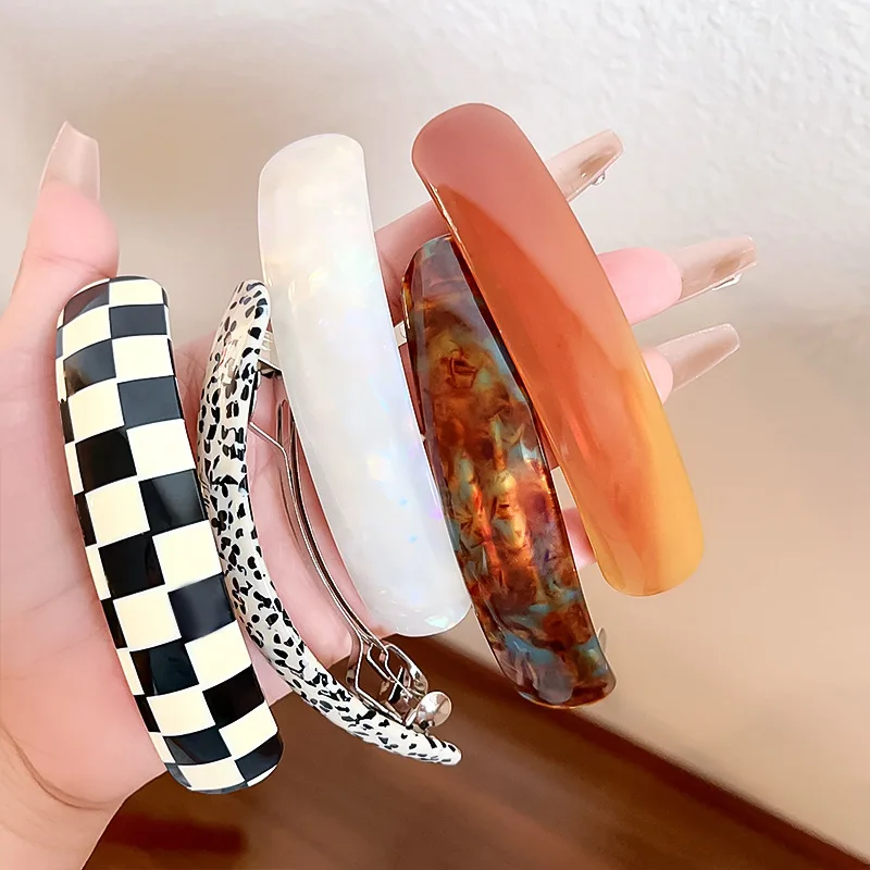 New Vintage Acetic Acid Hair Clips Trendy Print Hairpins Barrettes Hairgrip Spring Clip Hair Accessories For Women Headwear Gift image 5