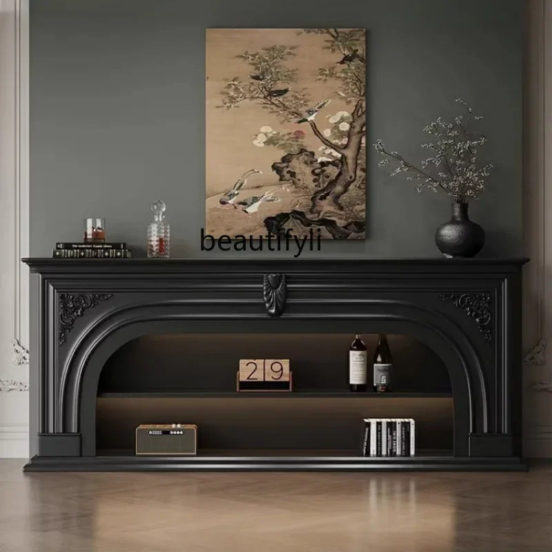 

French retro fireplace decorative cabinet living room porch rack fireplace rack decorative cabinet