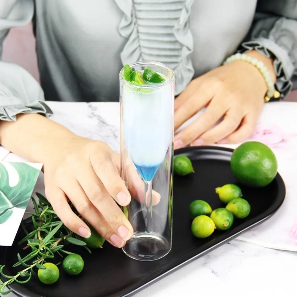 Double Wall Champagne Glasses Wine Dispenser Shatter-Resistant Wine Glass Transparent Heat Insulation Double Layers Cup Home Use