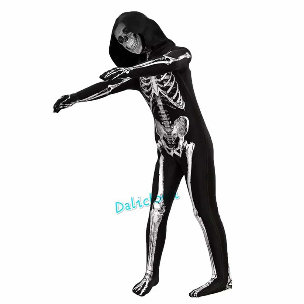 2024 Scary Zombie Costume Cosplay Skeleton Skull Mask Costume Suit Halloween Costume Kids Boy Men Women Carnival Party Dress Up