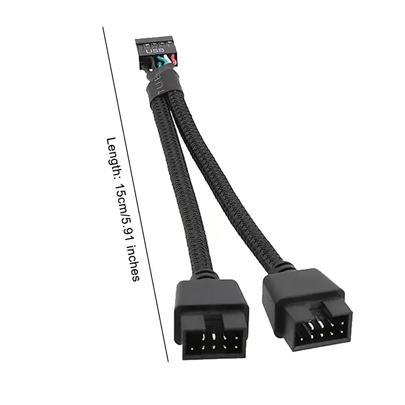 15cm Computer Motherboard USB Extension Cable 9 Pin 1 Female To 2 Male Y Splitter Audio HD Extension Cable For PC