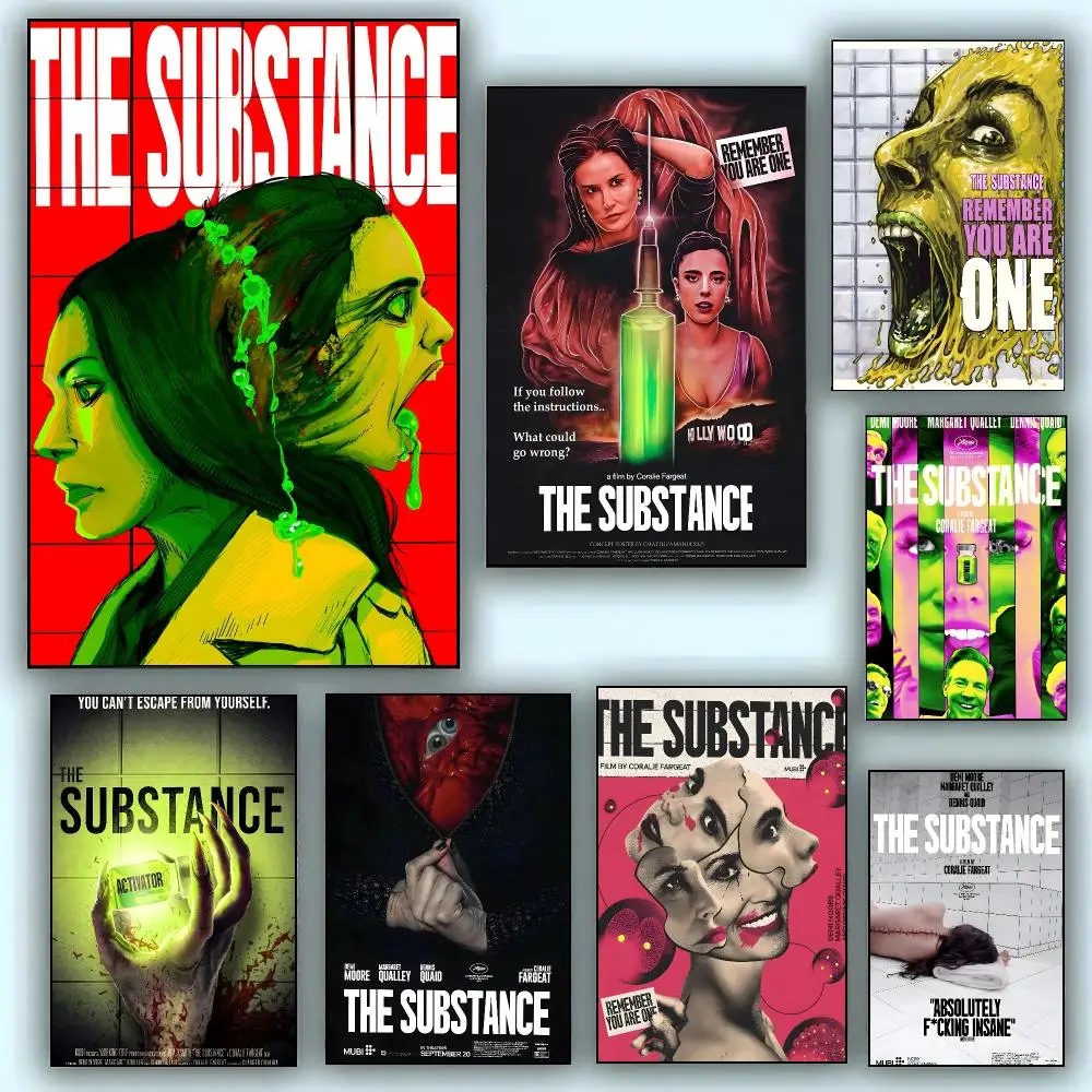 Horror Movie T-The Substance Poster Aesthetic Wall Art Canvas Poster Room Decoration Items Bedroom Decor