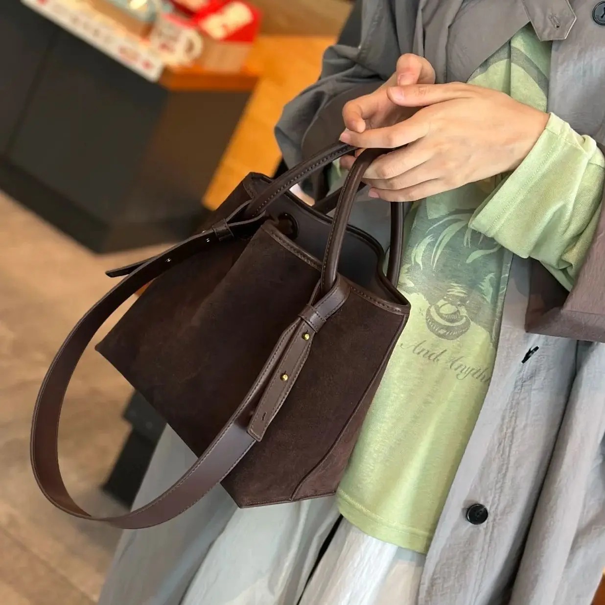 

Genuine Suede Leather Women Shoulder Crossbody Bucket Bag Luxury Designer Brand Soft Cowhide Female Tote for Woman High Quality