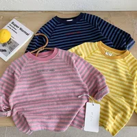 BELLBELL Kids Boys Long Sleeves Autumn Letter Printed Infant Babys Boys Striped T-shirts Casual Toddler Little Boy Pullovers Top