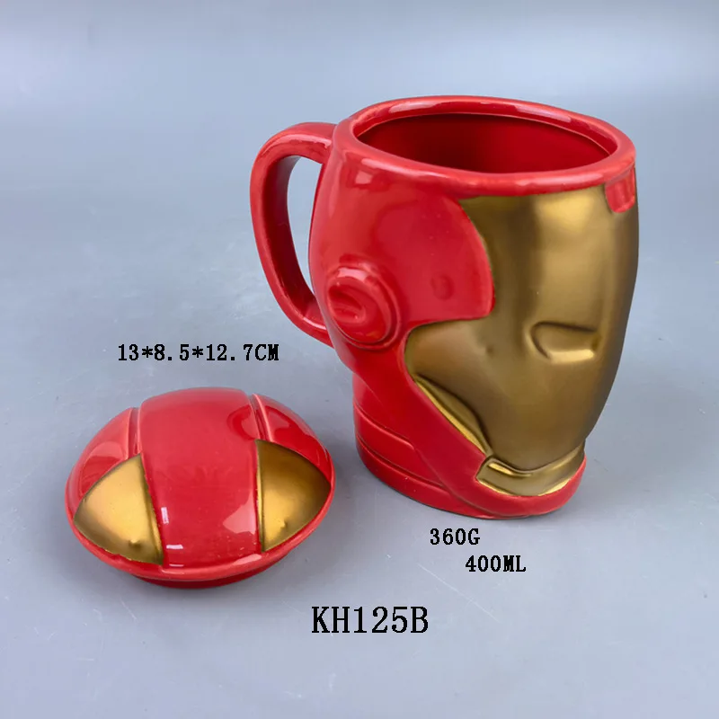 Ceramic Water Cup Peripheral Toys Cartoon Iron Man Mug Young Iron Man Cup 3d Anime Water Cup Creative Coffee Cup With Lid Gifts