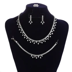 Jewelry Set HADIYANA Vintage Elegant Romantic Wedding Party Necklace Bracelet Ring Earrings Exquisite Set BN8846 Birthday Gift