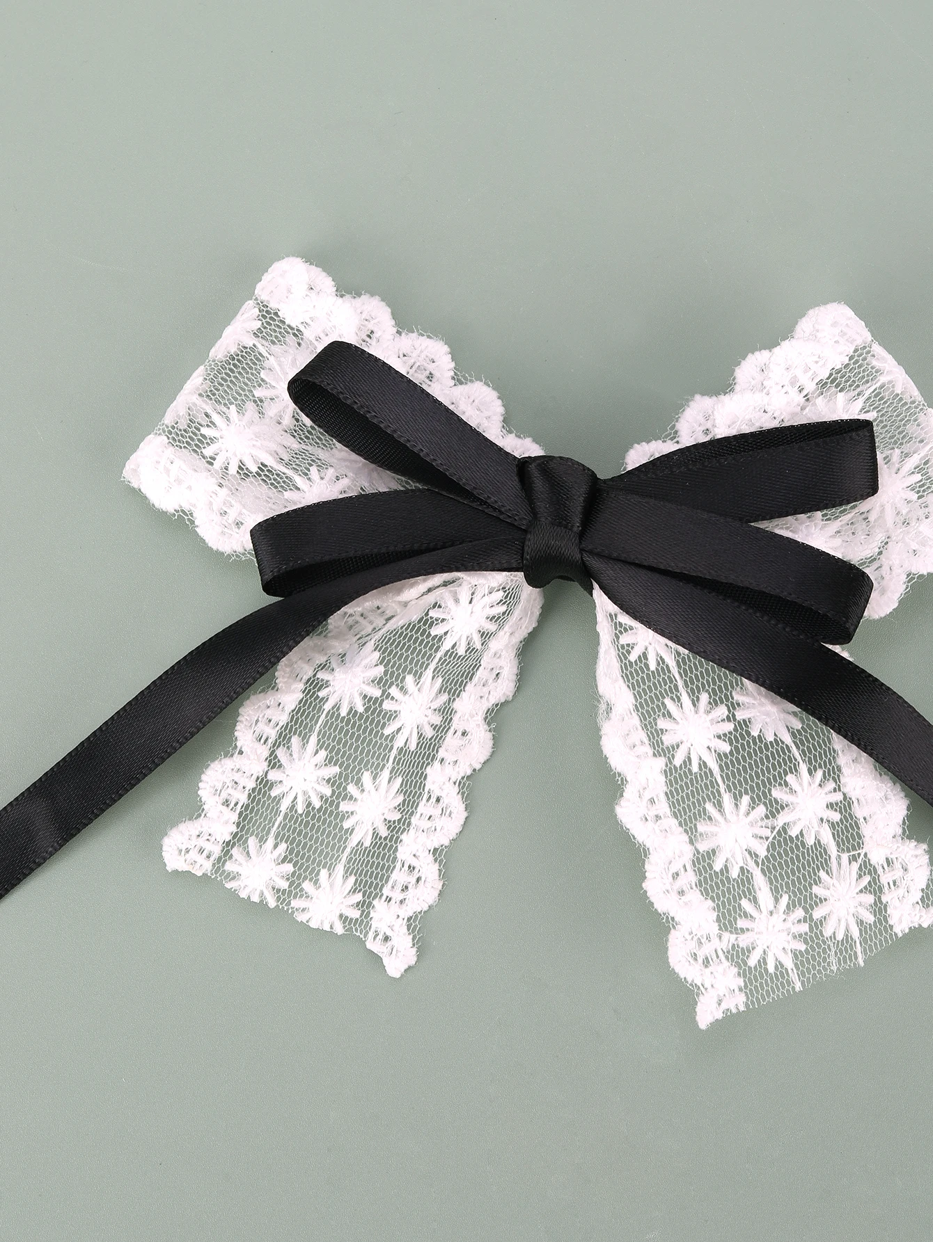 1pc White Lace Hair Bow Clips for Women Girls Elegant Black Grosgrain Bow Alligator Hair Clips Women Fashion Hair Accessories