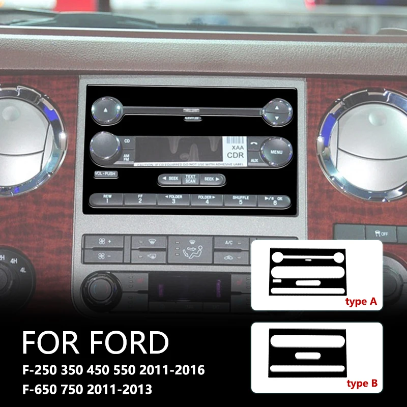 

For Ford F-250 350 450 550 2011-2016 F-650 750 2011-2013 Radio Adjustment Panel Brand New ABS Gloss Black Sticker Car Accessori