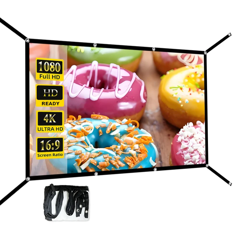 

Новый проекционный экран, расширенный экран с подвесным отверстием 60 дюймов/72 дюйма/84 дюйма/100 дюймов/120 дюймов/150 дюймов.