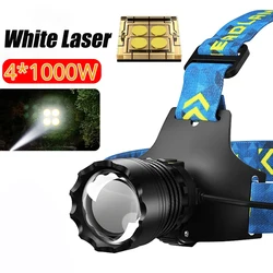 Recarregável longo Wick poder farol, cabeça tocha, Zoom XHP50 farol, TYPE-C lanterna de pesca, 4*1000W tiro, XHP360, XHP50