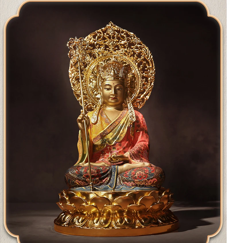 Asia high grade gold-plated DI ZANG WANG PUSA Buddha statue Patron saint  bless safe health bring good luck brass statue