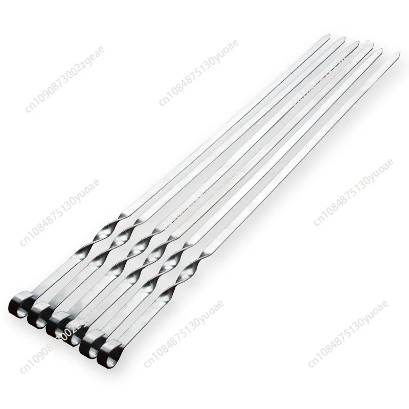 Stainless Steel Barbecue Skewer 6Pcs Wide BBQ Sticks Flat BBQ Fork Outdoor Camping Picnic BBQ Utensil Kitchen Accessories
