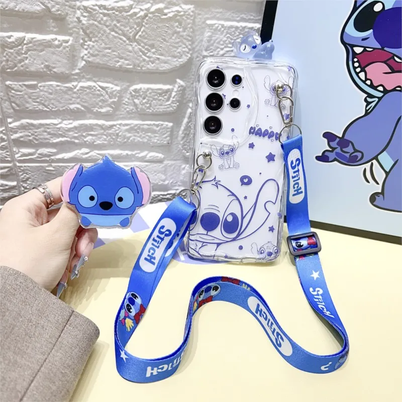 For Samsung Galaxy A17 A07 A16 A06 A26 A56 A04E A05 A05s A15 A25 A35 A55 Pacifier Stitch Case With Holder Rope.