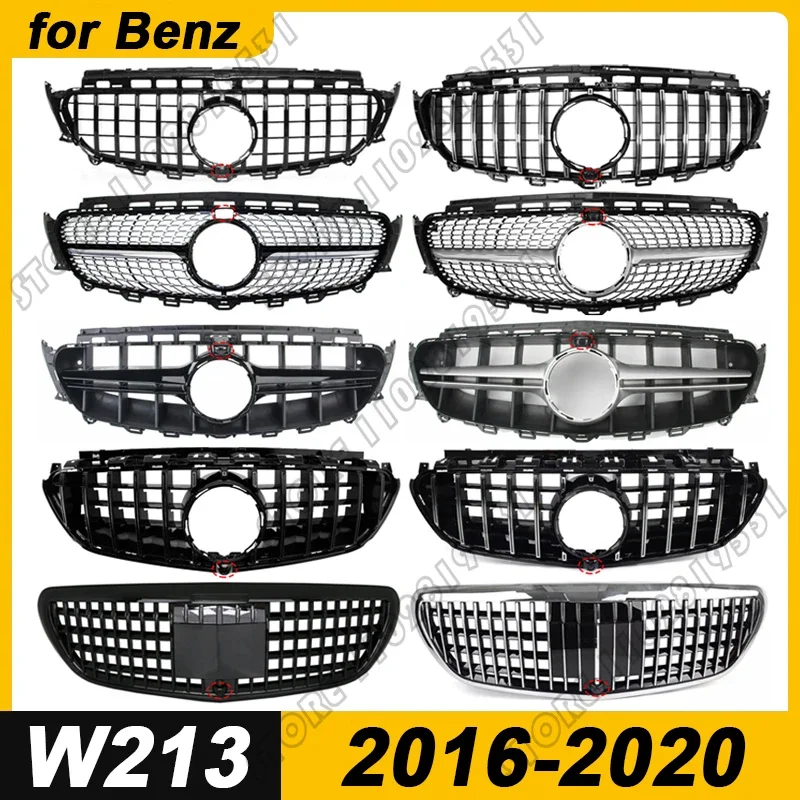 for W213 E Class 2016-2020 Mercedes Benz E200 E220 E250 E260 E300 E320 E350 E400 E450 E500 E63 AMG GT Bumper Mesh Racing Grille