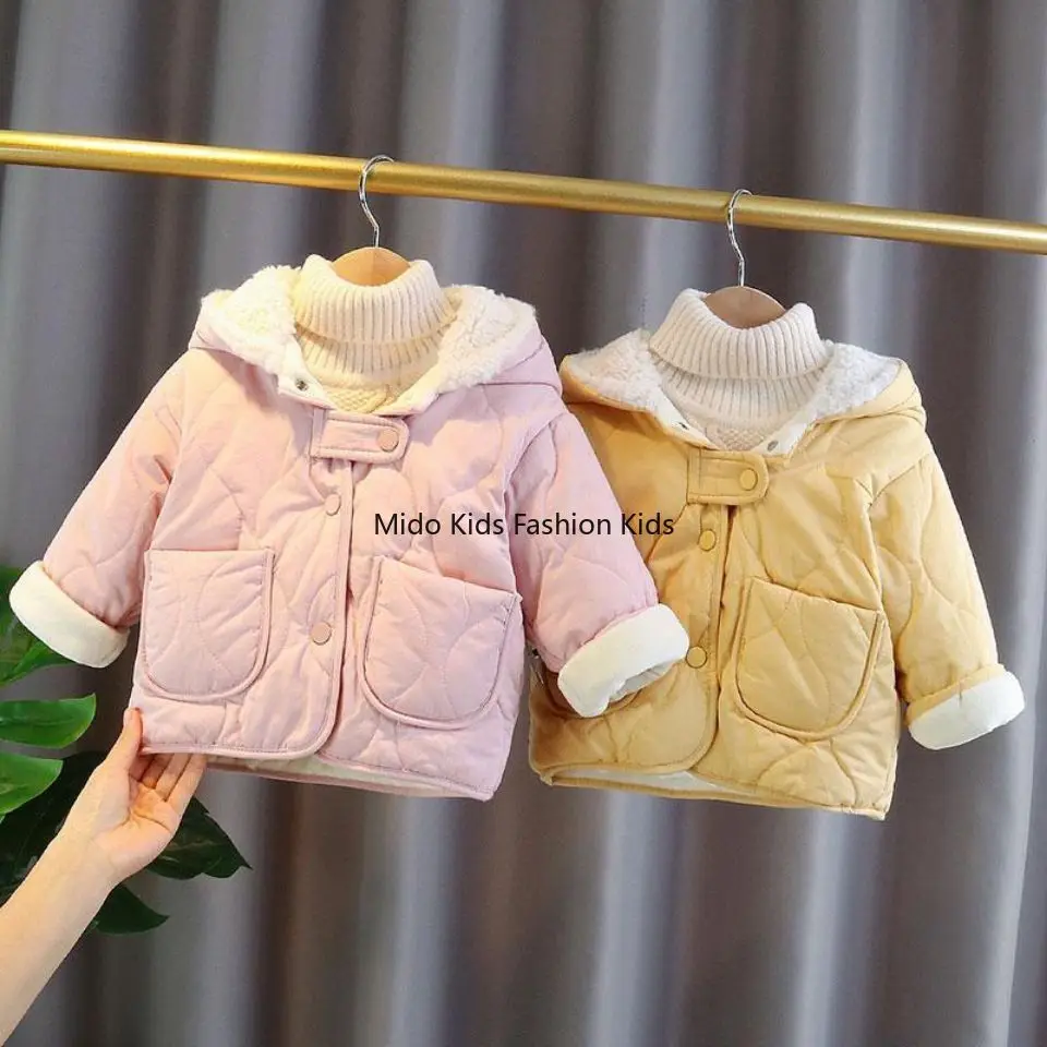 1-9Y Girls winter cotton jacket female baby padded baby jacket autumn winter foreign children winter cotton clothing 80-120CM