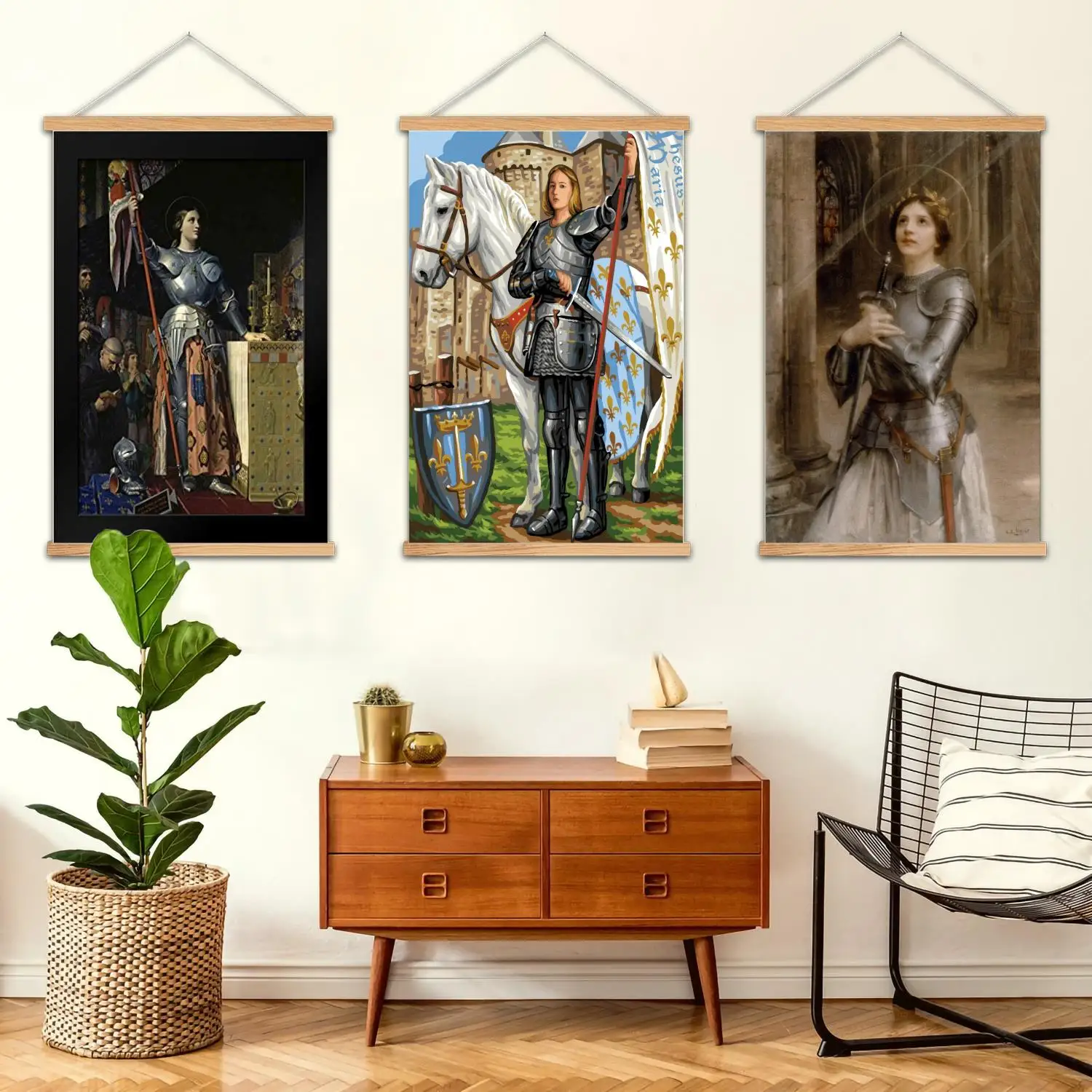 Pintura de pared enmarcada de San Juana de Arco, póster artístico en lienzo y arte de pared, carteles modernos para decoración de dormitorio familiar, pintura decorativa