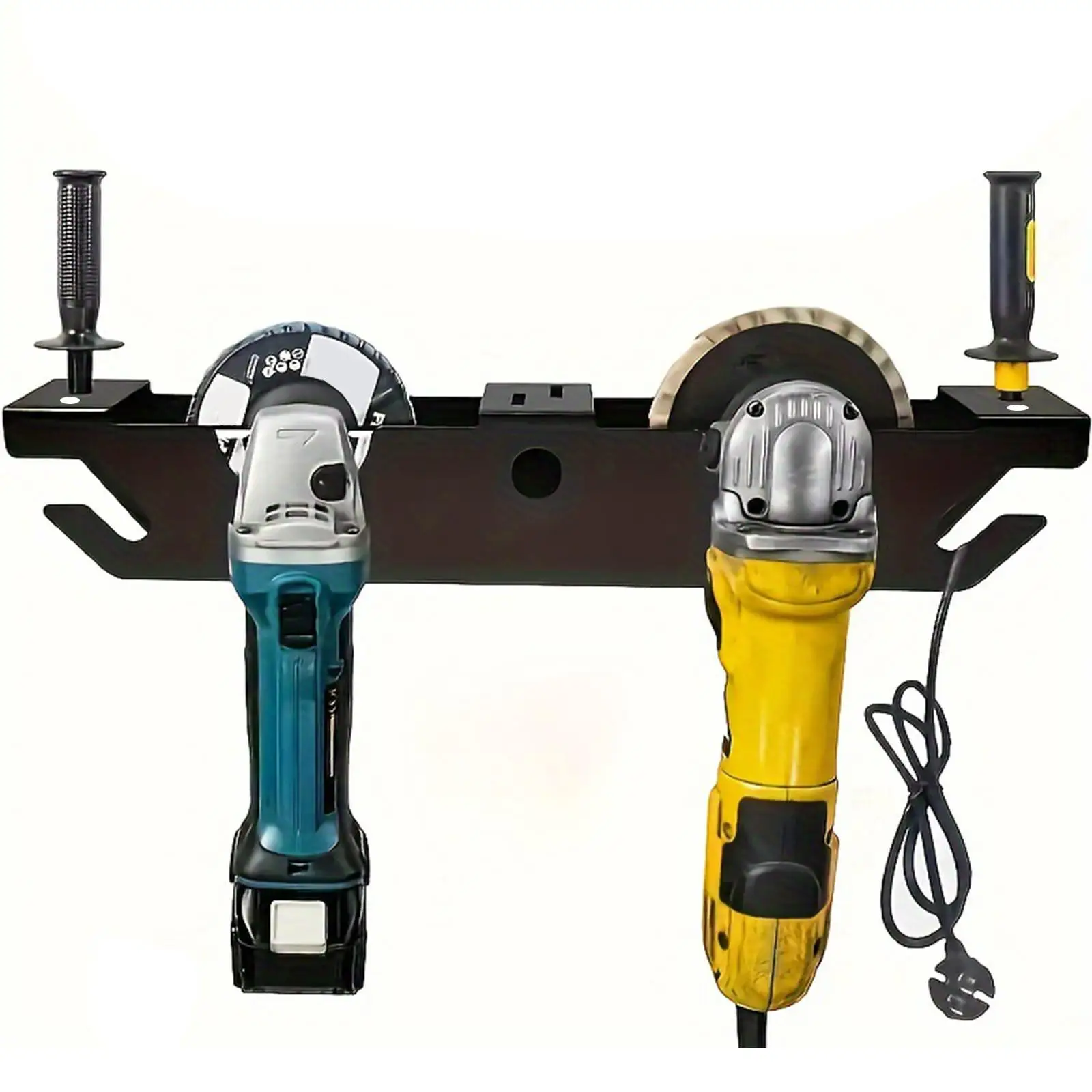Angle Grinder Holder 2 Bay Practical Easy Installation Wall Mount Bracket for Angle Grinder Workspace Garage Polishers Cutter