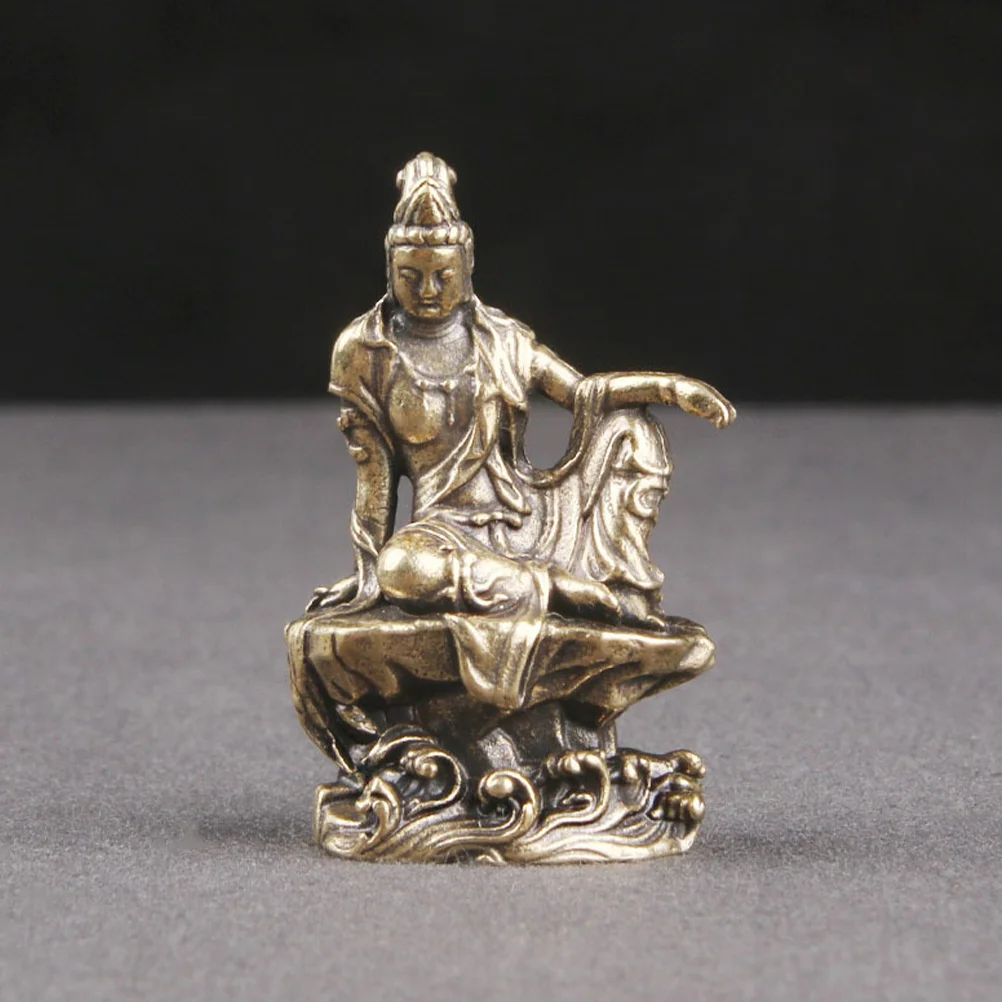 

Retro Brass Bodhisattva Statue for Home Decor Yin Adornment Small Desktop Buddhist Art for Room Temple