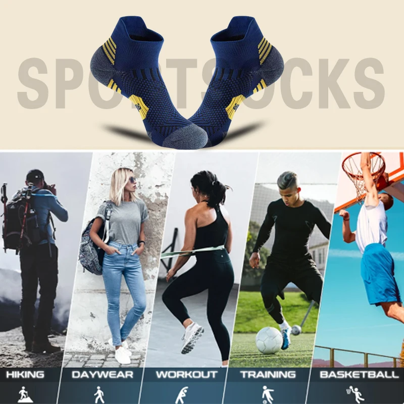 3 Pairs Professional MEN\'S Sports Socks Outdoor Running Fitness Climbing Thick Quick Drying Towel Short Socks for Man 39-45