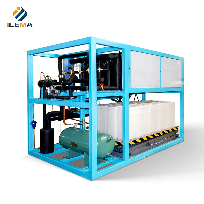 Industrial 1 Ton High Output Ice Block Machine 110V with Energy Saving Compressor Motor Gear and PLC Core Components